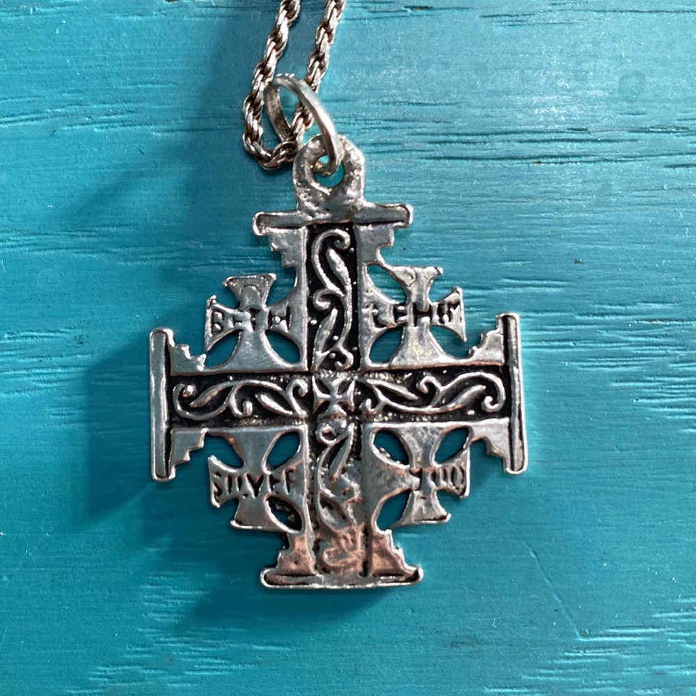 HANDMADE- Solid 900 Silver Cross Necklace
